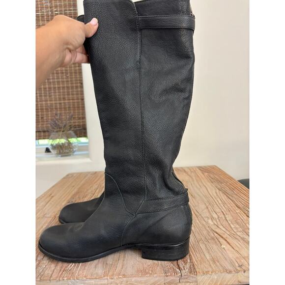 J.Crew Emmett Tall Riding Pebbled Leather Boots black Size 9 - Picture 1 of 7